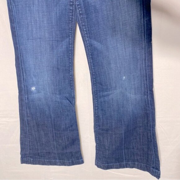 7 For All Mankind Ginger Blue Med Wash Mid Rise Wide Leg Flare Leg Jeans 27 - Picture 11 of 15